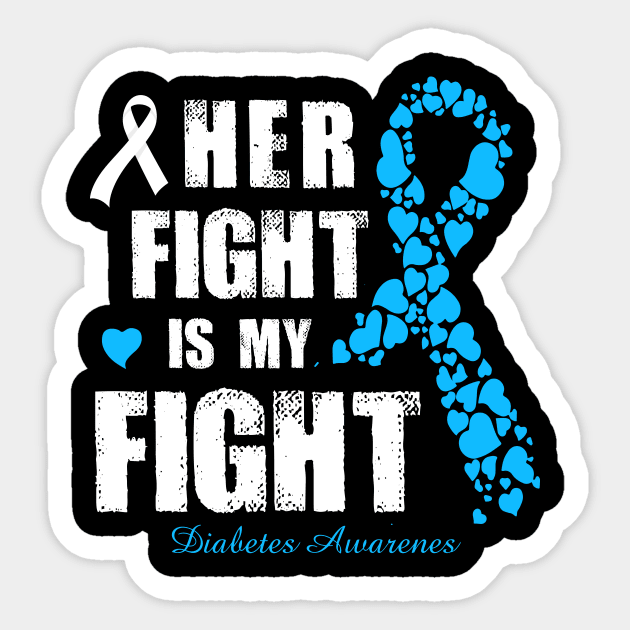 Her His Fight Is My Fight Diabetes Awareness Retro Ribbon Gift Sticker by thuylinh8